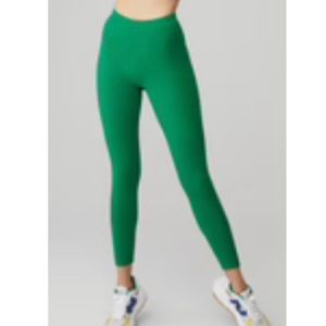Ribbed High-Waist 7/8 Blissful Legging in Emerald Green, XS